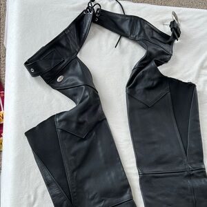 Harley-Davidson Black Leather Over-the-Knee Chaps